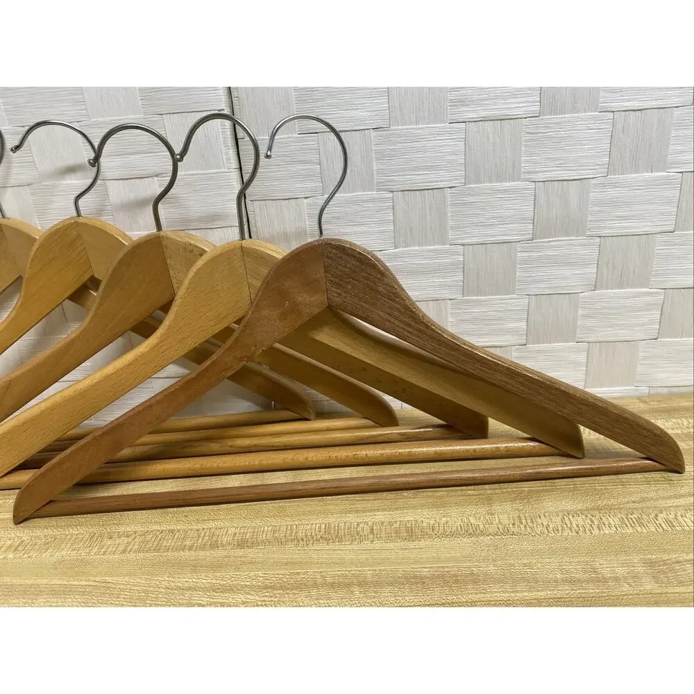 Quality Wooden Hangers - Slightly Curved Hanger Set - Solid Wood 5 Natural